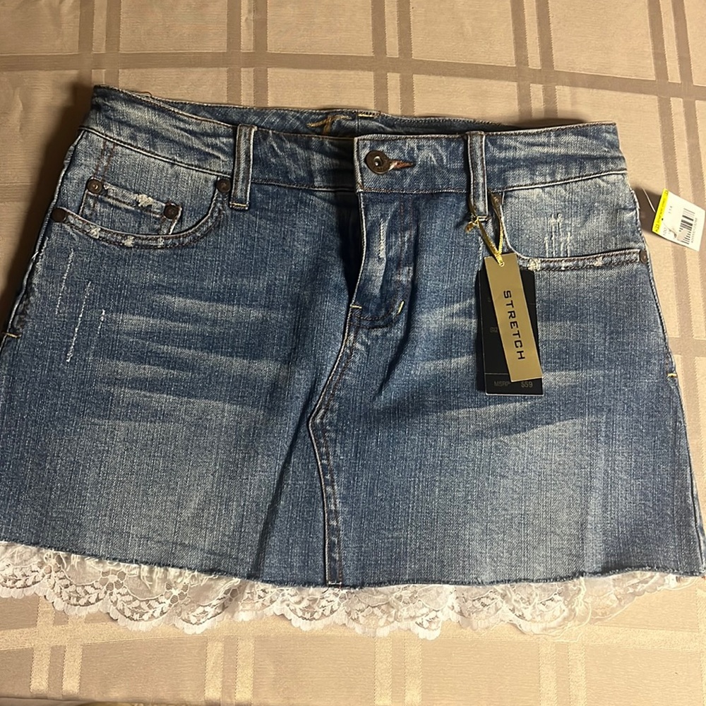 Denim jean denim skirt lace size 5 NWT $59